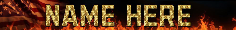 16" Locker Name Plate - Graphic Font - Red Line, Gold Leaf, Flames, Diamond Plate